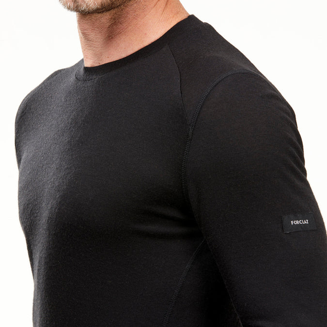 Decathlon Forclaz - Camiseta masculina de manga comprida Forclaz MT500, 100% lã merino.