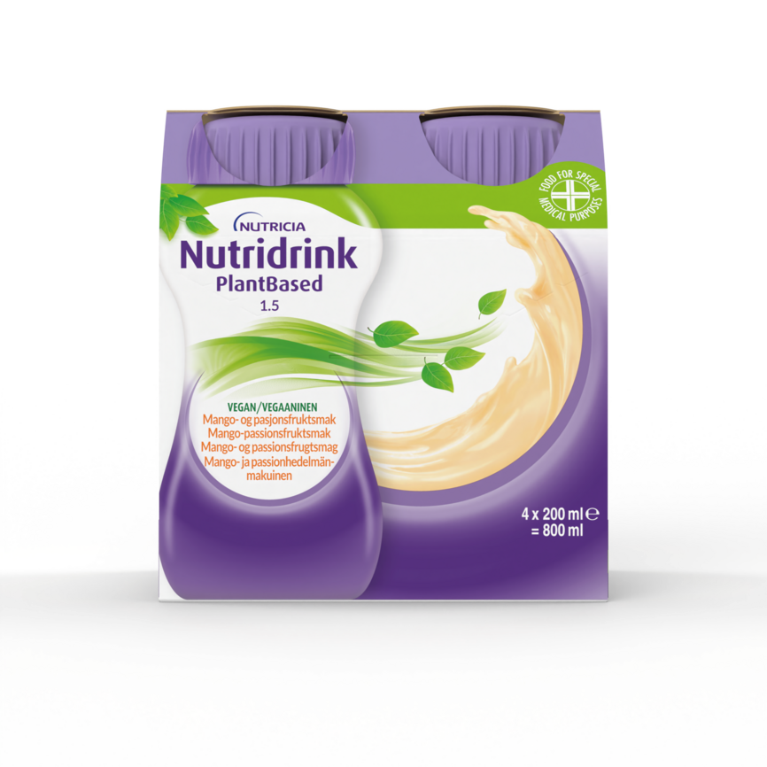 Nutridrink PlantBased næringsdrikk mango/pasjonsfrukt 4x200 ml