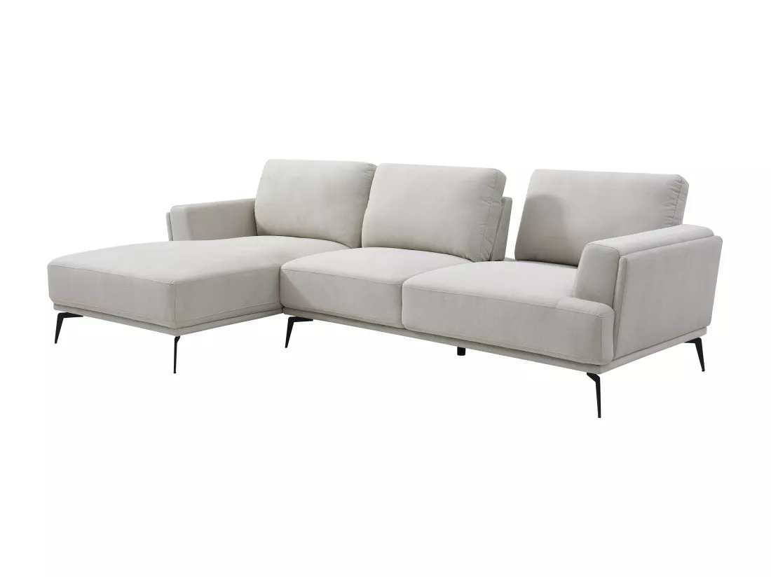 Canapé d'angle gauche dossier avance-recule en tissu texturé beige ARSODA