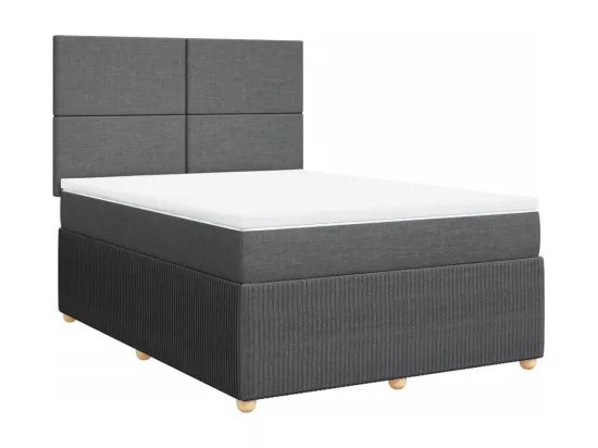 Sommier à lattes de lit avec matelas Gris foncé 160x200cm Tissu