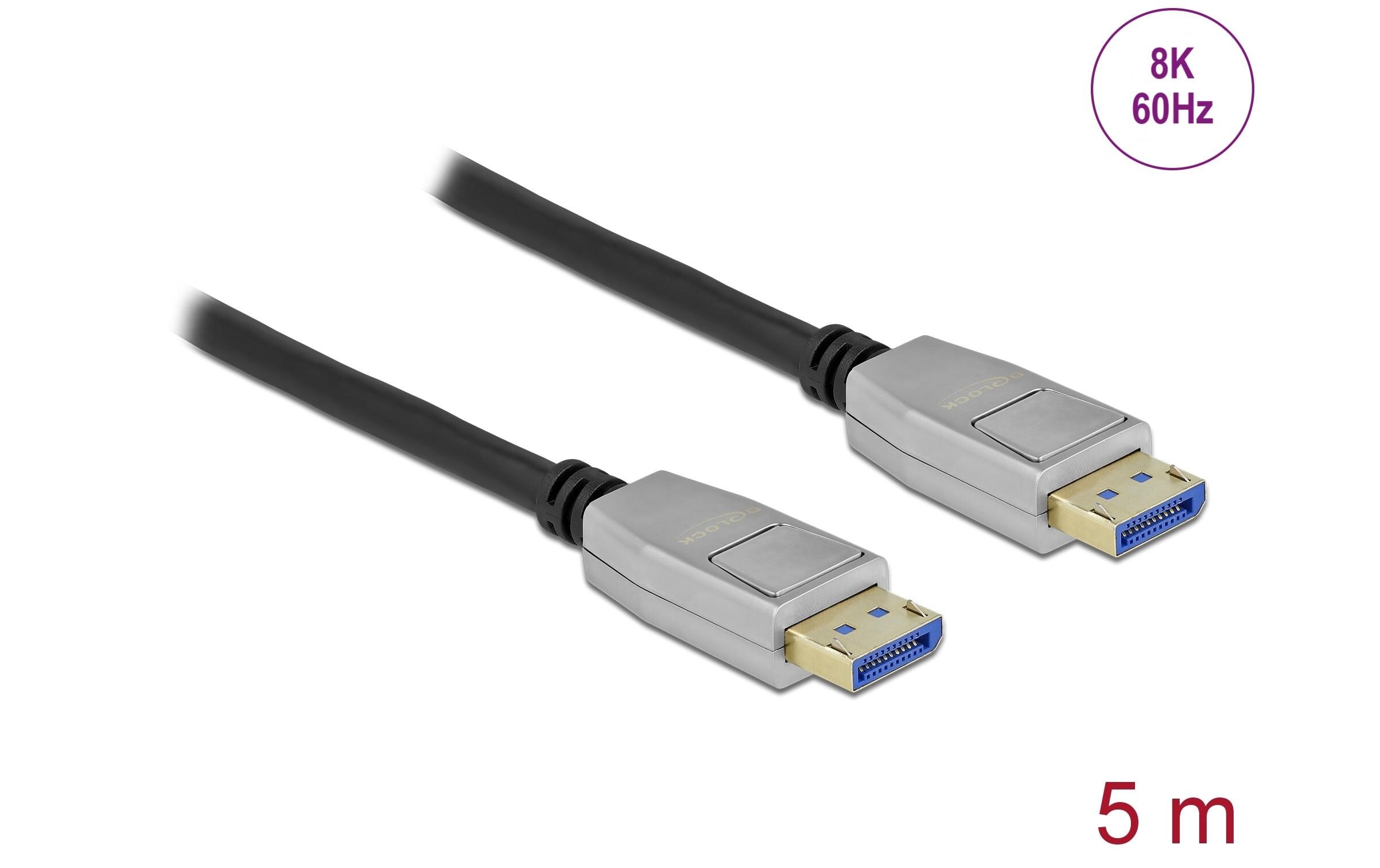Kabel 8K 60Hz, 54Gbps DisplayPort - DisplayPort, 5 mDelock DisplayPort Kabel 8K 60 Hz 40 Gbps 5 m