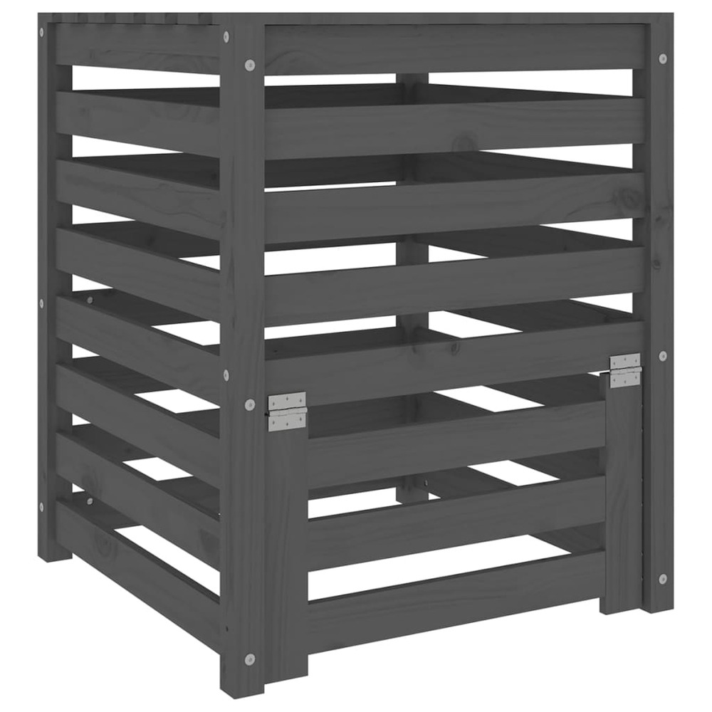 Composteur gris 63,5x63,5x77,5 cm bois massif de pin