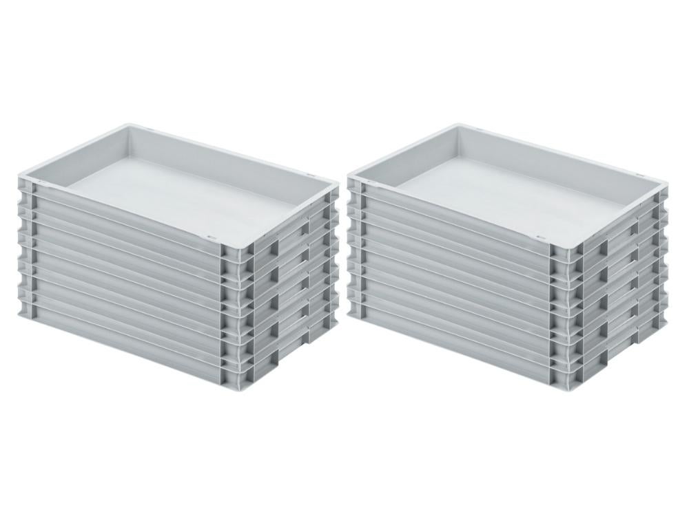 PROREGAL Eurocontainer met gesloten handgreep HxBxD 7,5 x 40 x 60 cm 15 liter Grijs Eurobox Transportbox Transportcontainer Stapelbak