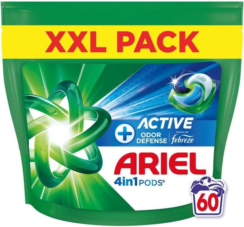 Ariel - 4in1 Pods - Wasmiddelcapsules - 60 Wasbeurten - Actieve Geurbestrijding