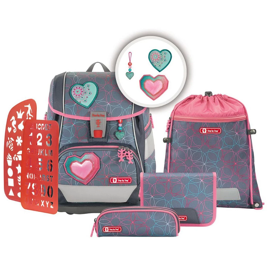 Step by 2in1 Plus - Schulranzen Set 6tlg. Glitter Heart