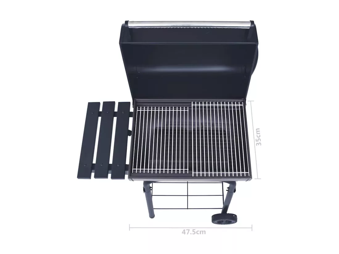Gril barbecue au charbon avec étagère inférieure Noir
