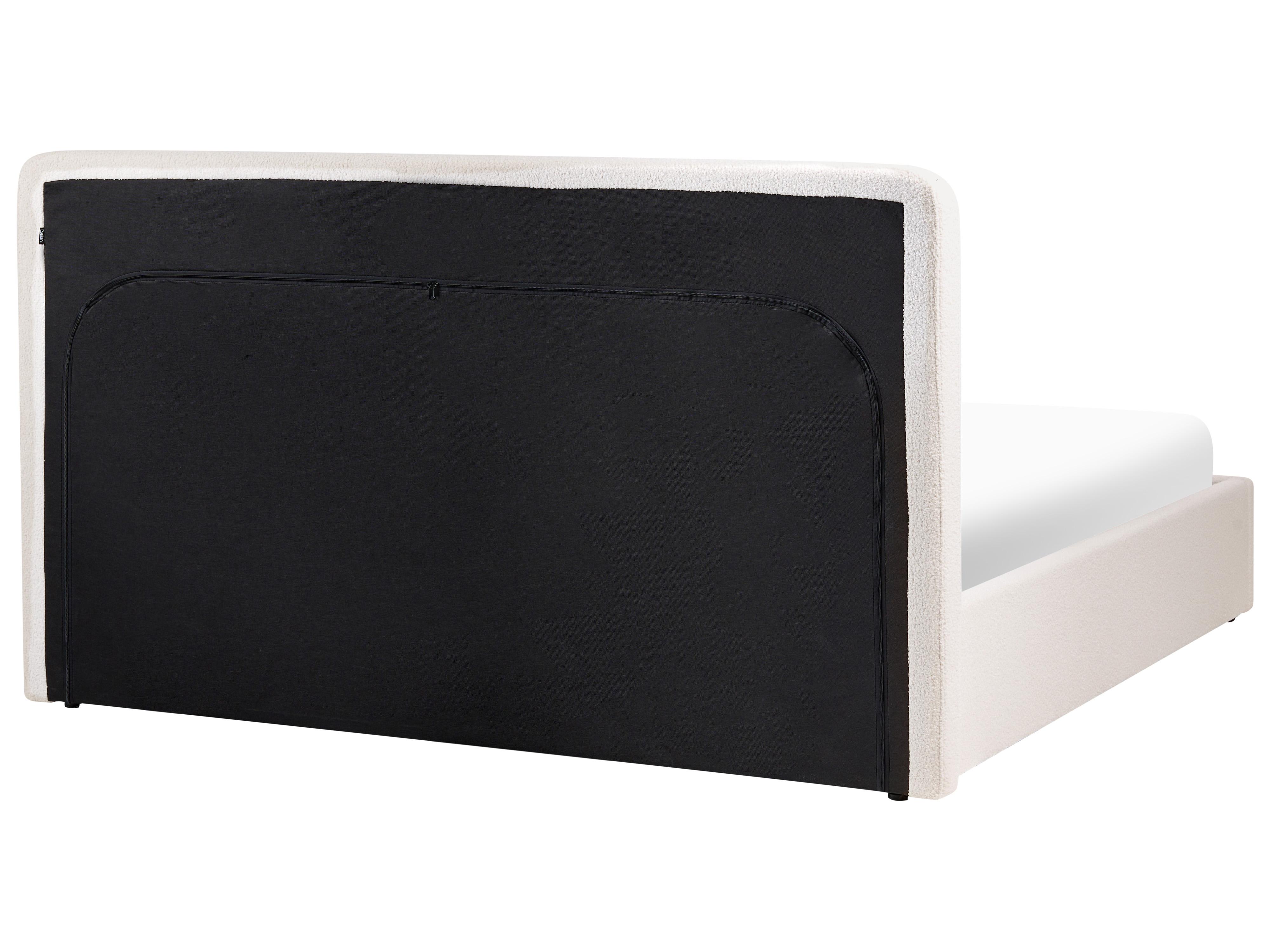 Bed met opbergruimte Bouclé BRENON 180 x 200 cm Gebroken wit