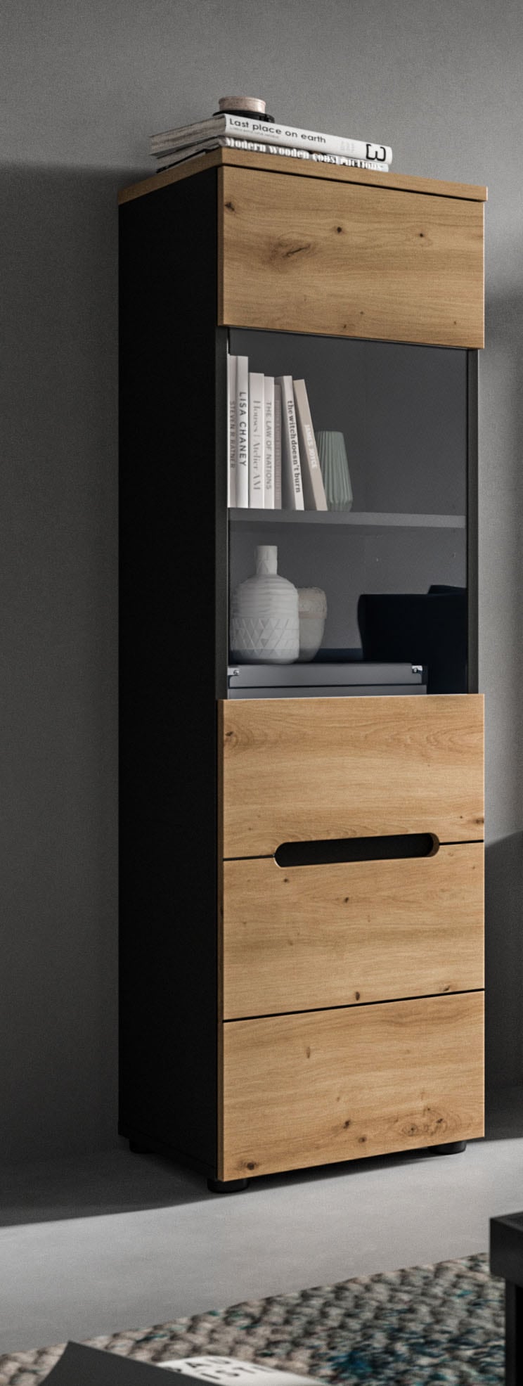 INOSIGN Vitrine »REHAT, TOPSELLER!, Höhe 125 cm, 1 Glastür, 1 Böden, 3 Fächer« stehend und hängend montierbar, 1 Stk. tlg. Vitrinenschrank, Schrank, Glasvitrine, Wohnzimmervitrine