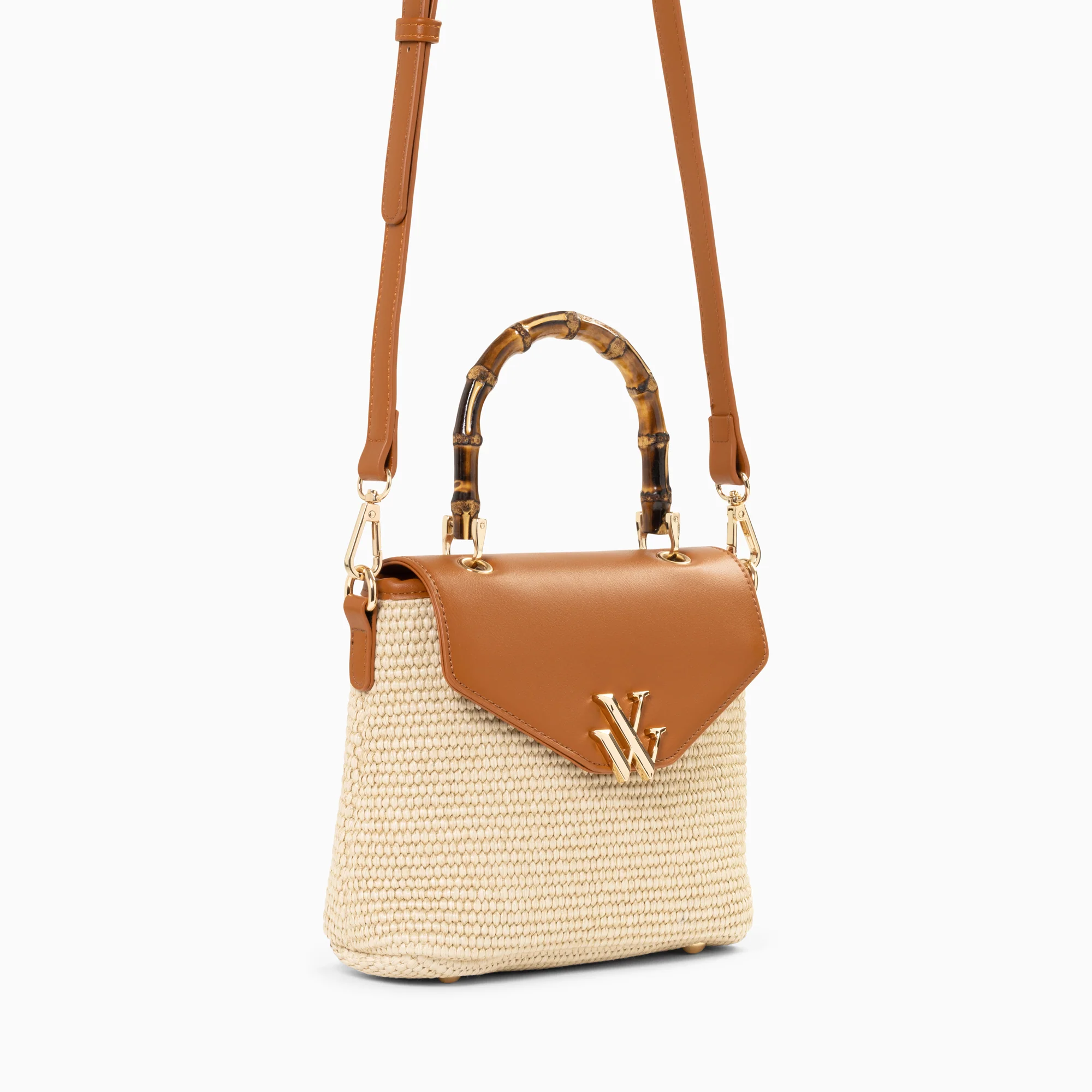 Sacs-Sac à main Gwenaëlle camel à anse en faux bambou