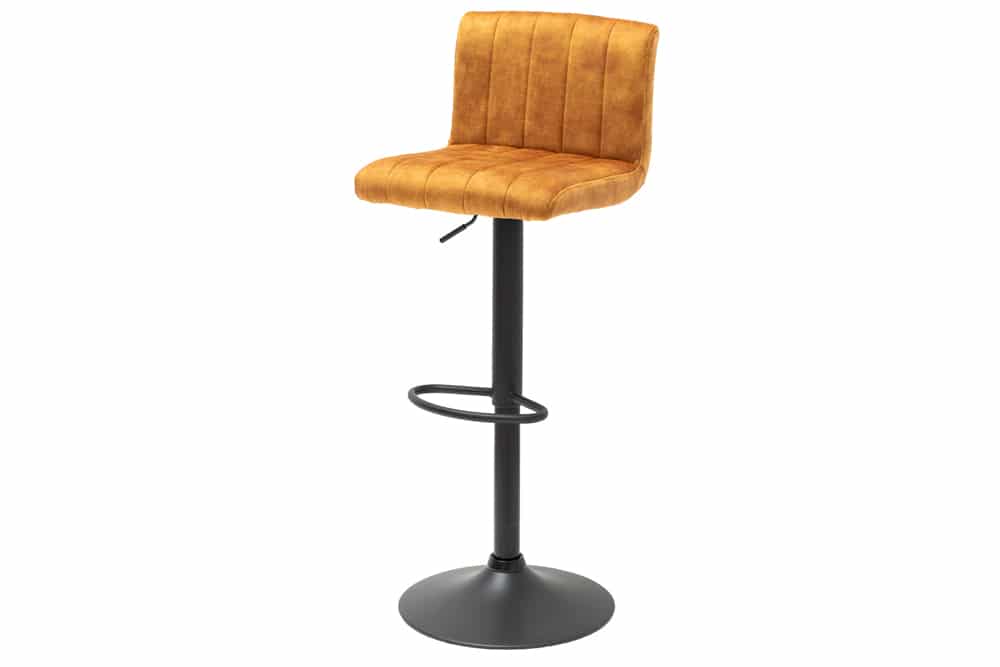Drehbarer Barhocker PORTLAND senfgelb Samt Barstuhl mit Lehne höhenverstellbar
