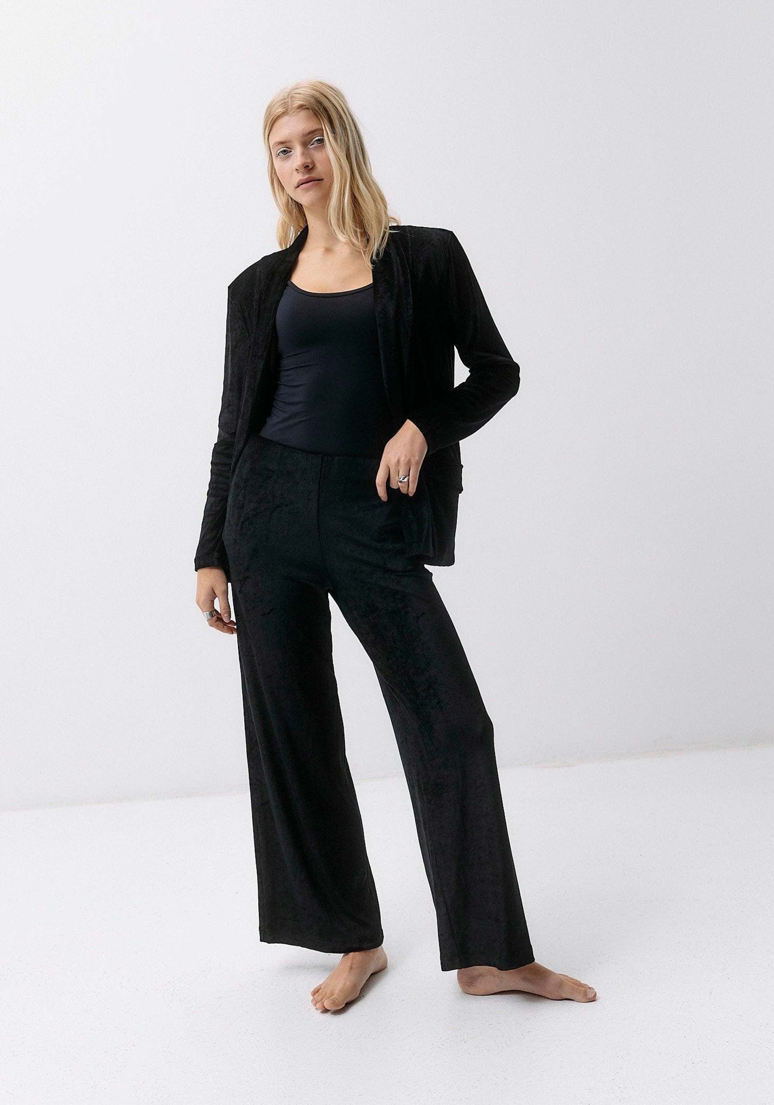 Moya Kala Stoffhose Velvet Pants Black Intense