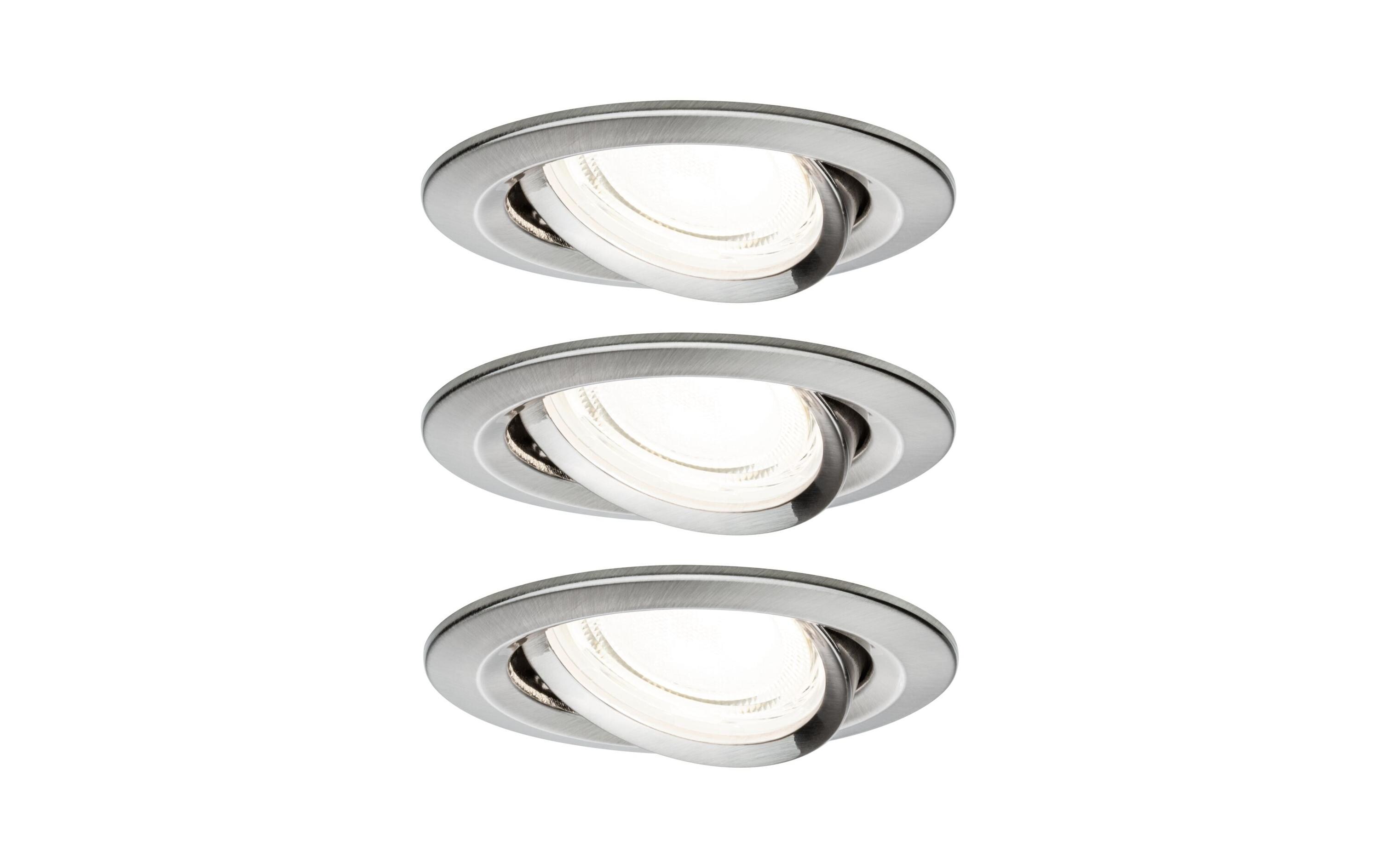 Einbauleuchte LED Nova Plus 3-Set Eisen gebürstetRunde Einbauleuchte