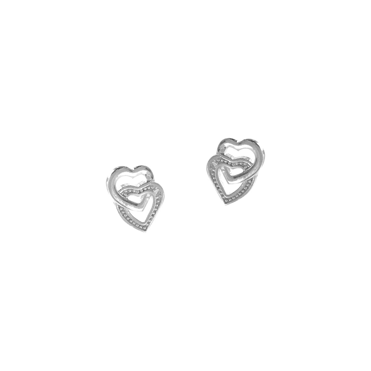 Boucles d'oreilles coeurs en argent 925 rhodié