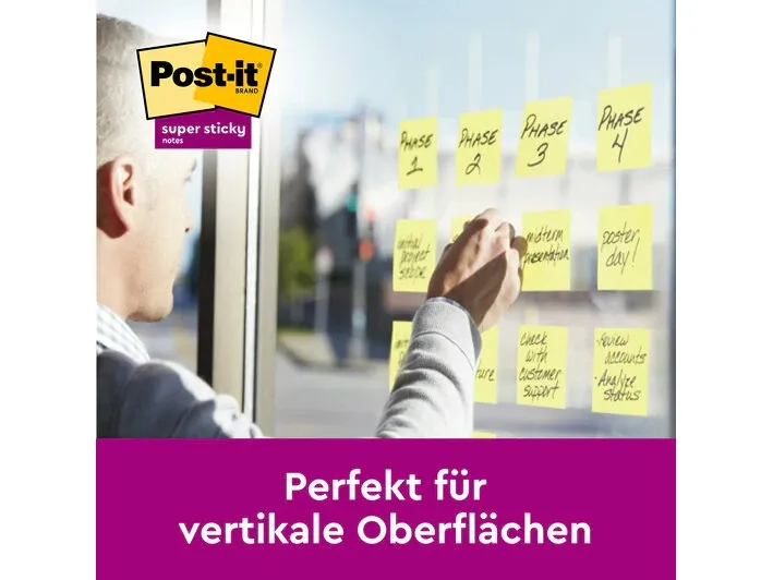 Post-it super sticky notes, 76 x 76 mm, gul, pakke a 24 stk.