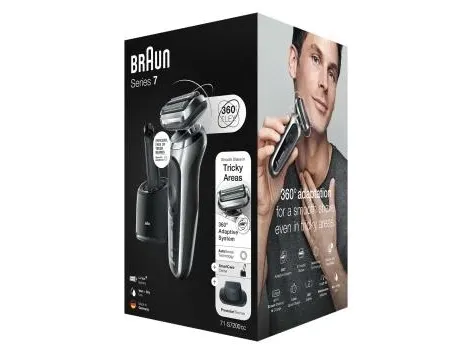 Braun Series 7 71-S7200cc, Folie shaver, Sort, Sølv, Knapper, Batteri, Lithium-Ion (Li-Ion), 50 min.