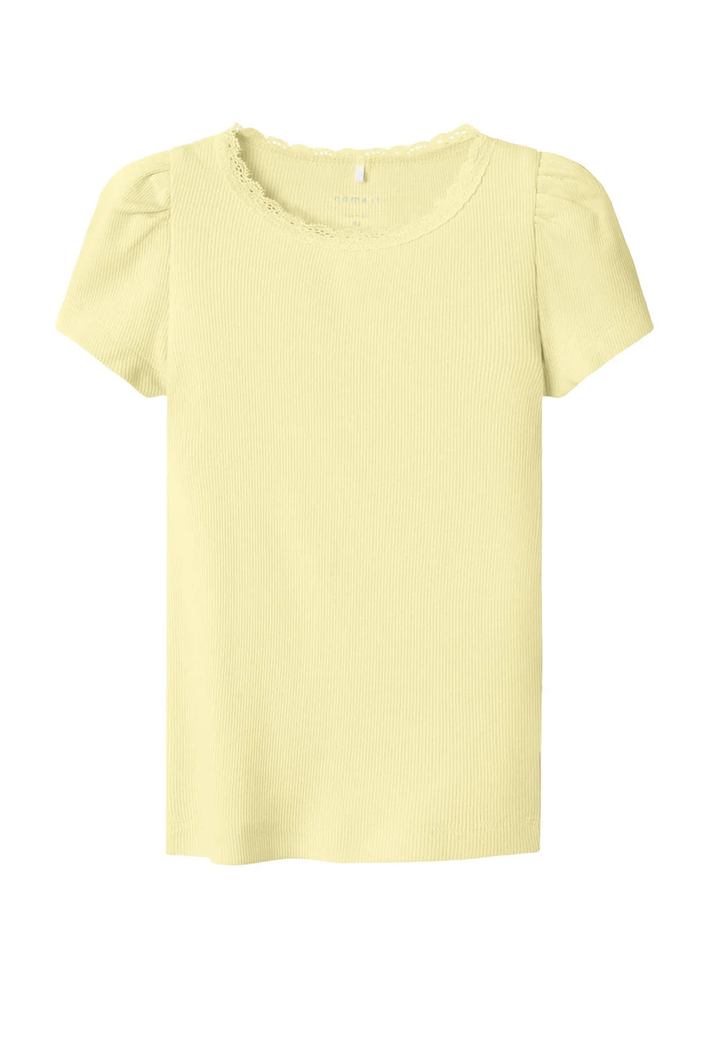NAME IT t-shirt rib gebreid lichtgeel