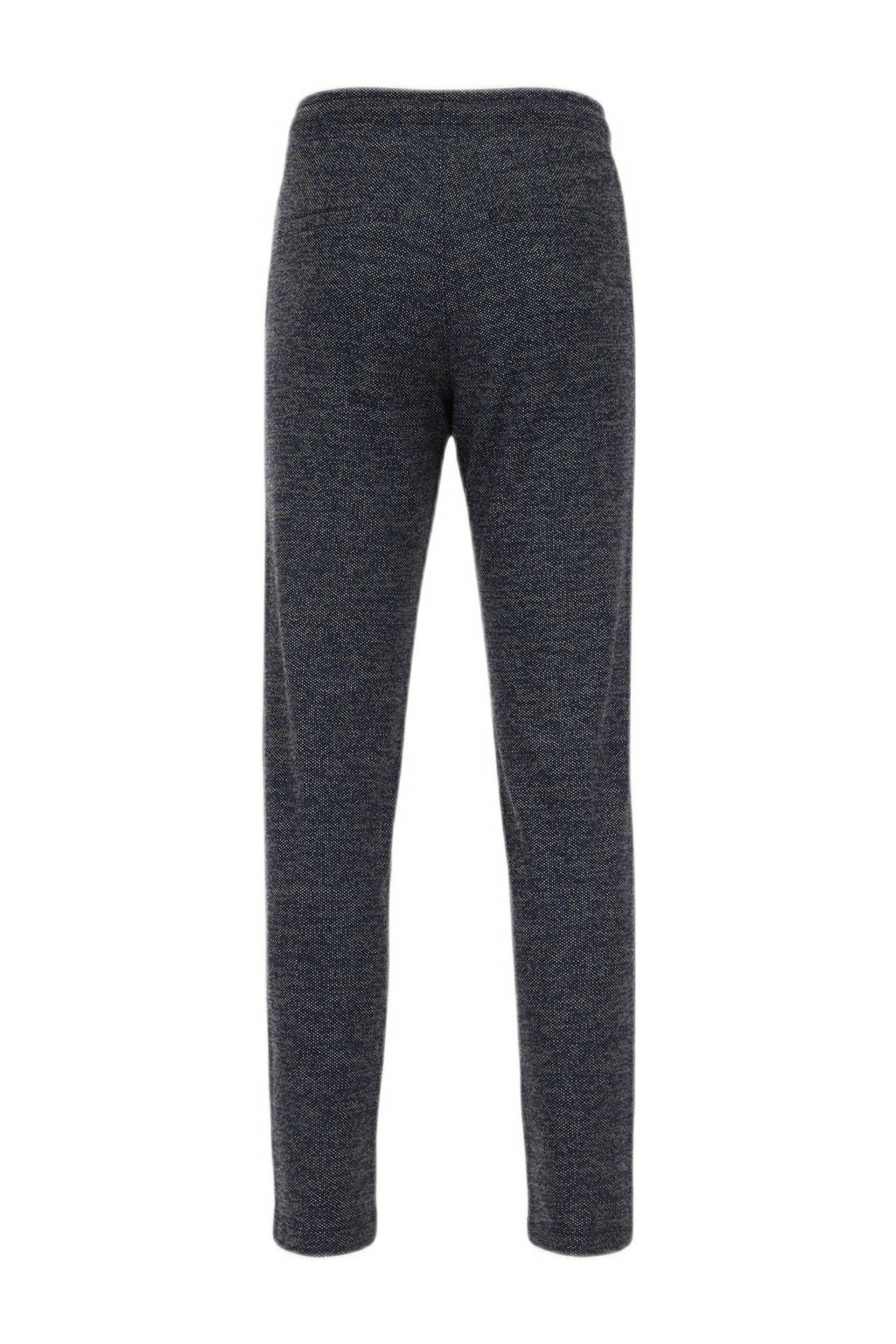 WE Fashion gemêleerde slim fit broek marine blauw