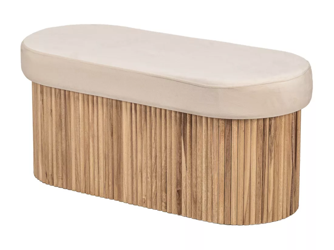 Banc avec rangement en velours beige