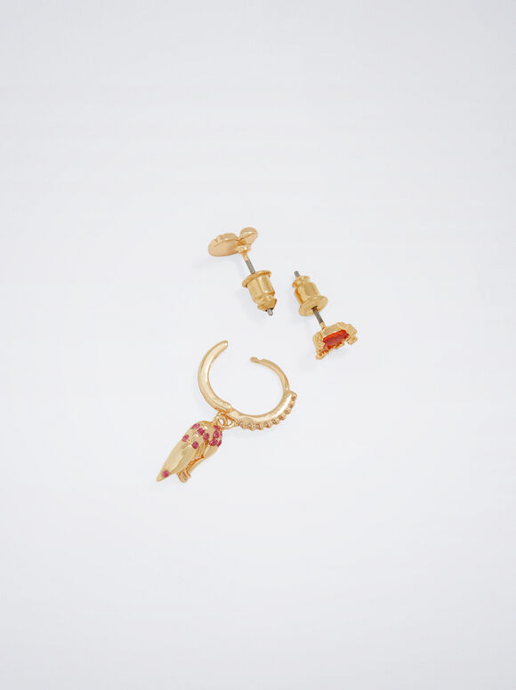 Conjunto de Anéis com Berloques e Zircônias - Multicor