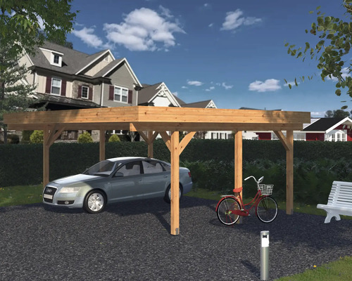 Dubbele carport Palmako Karl 20,6 m² 600x512 cm dompelgegrond bruin