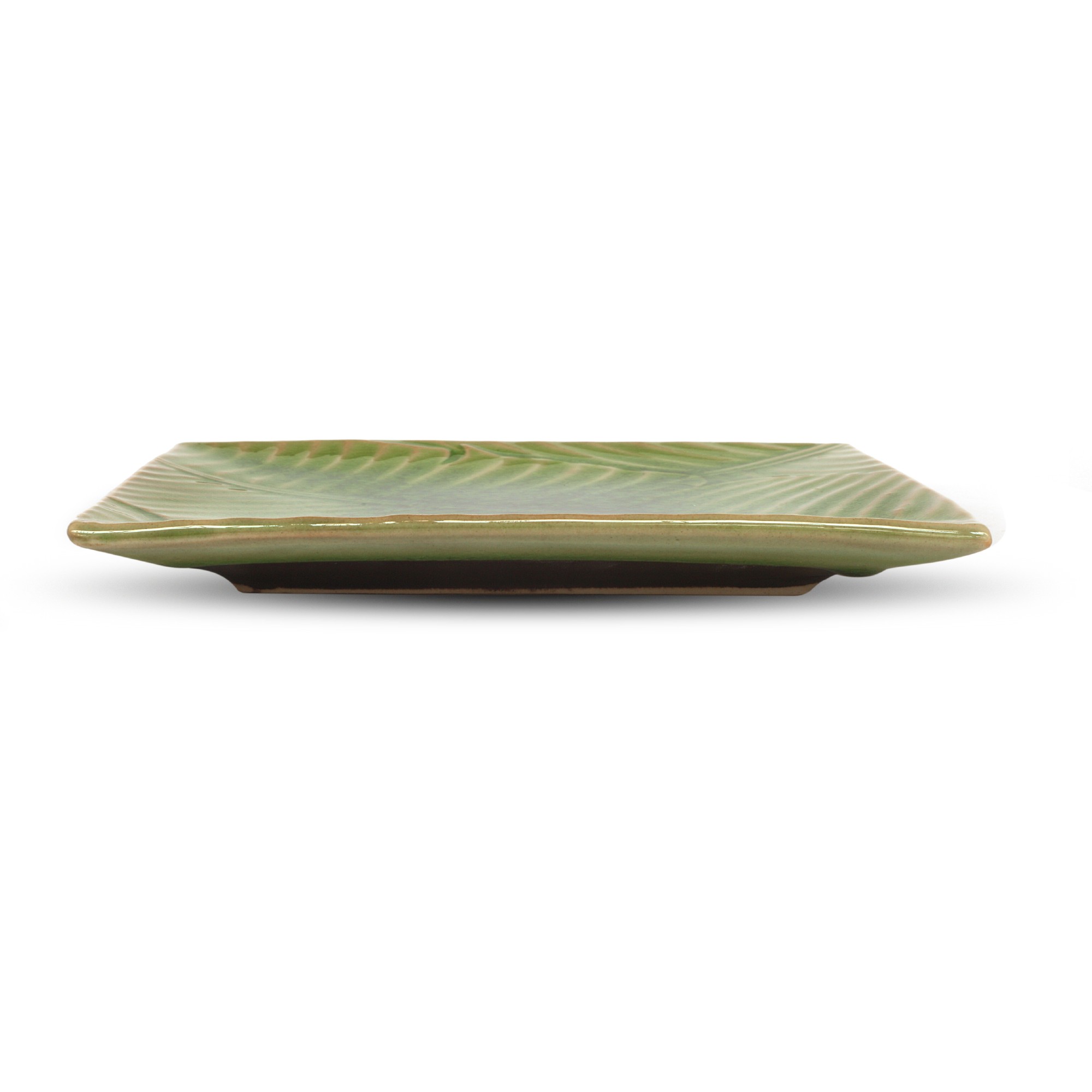 Teller 'Banana-Leaf', grün, T 18 cm, B 18 cm, H 2 cm von fischer's lagerhaus