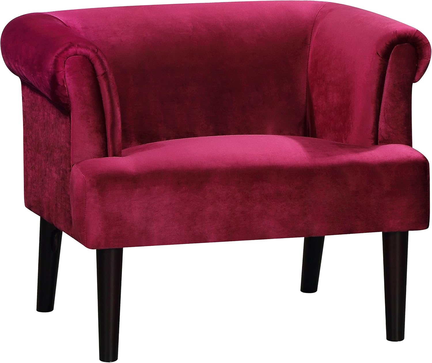 Atlantic Home Collection Charlie Sessel, Armlehnenstuhl mit Massivholzfüßen, Samt, Rot, 74 x 86x 70