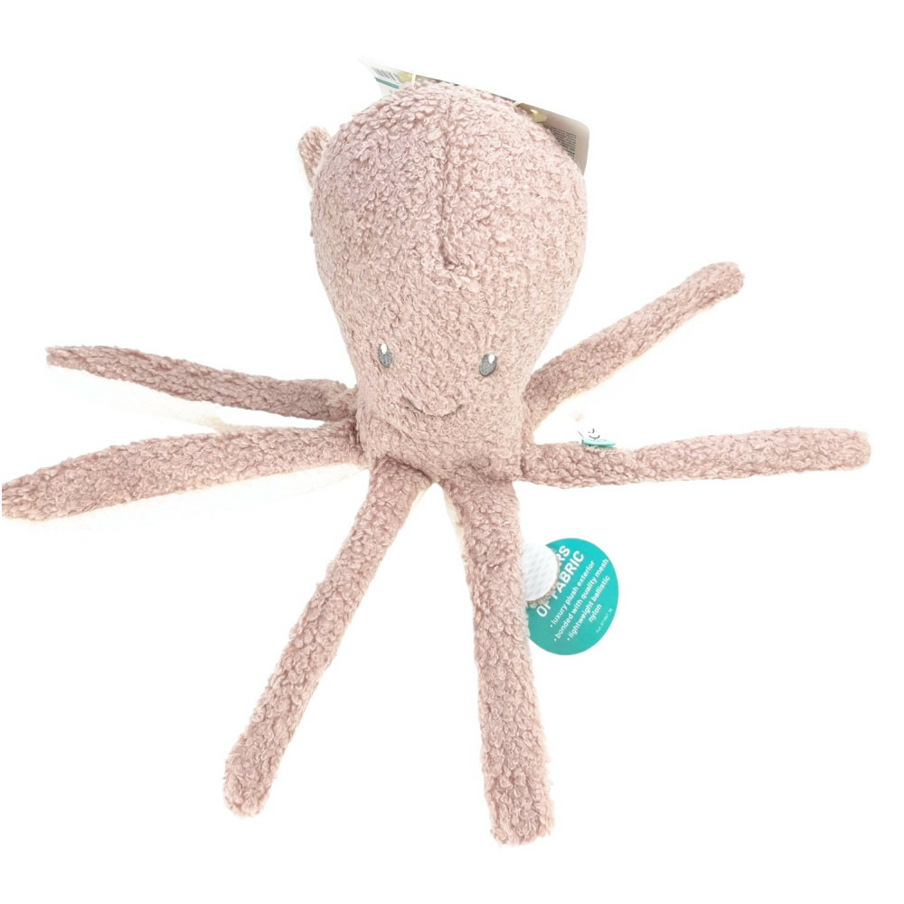 Jouet en tissu poulpe rose 33 cm tufflove pour chien