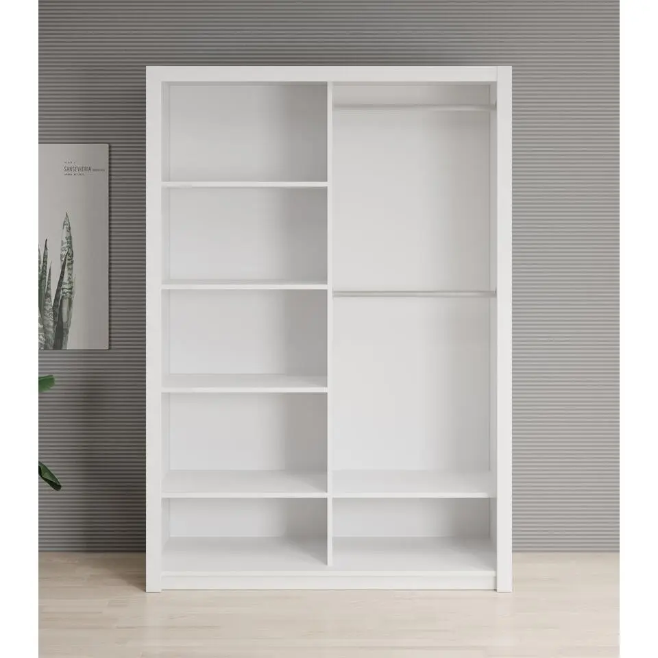 Meubella - Kledingkast Blake - Wit - 150 cm - Met spiegel