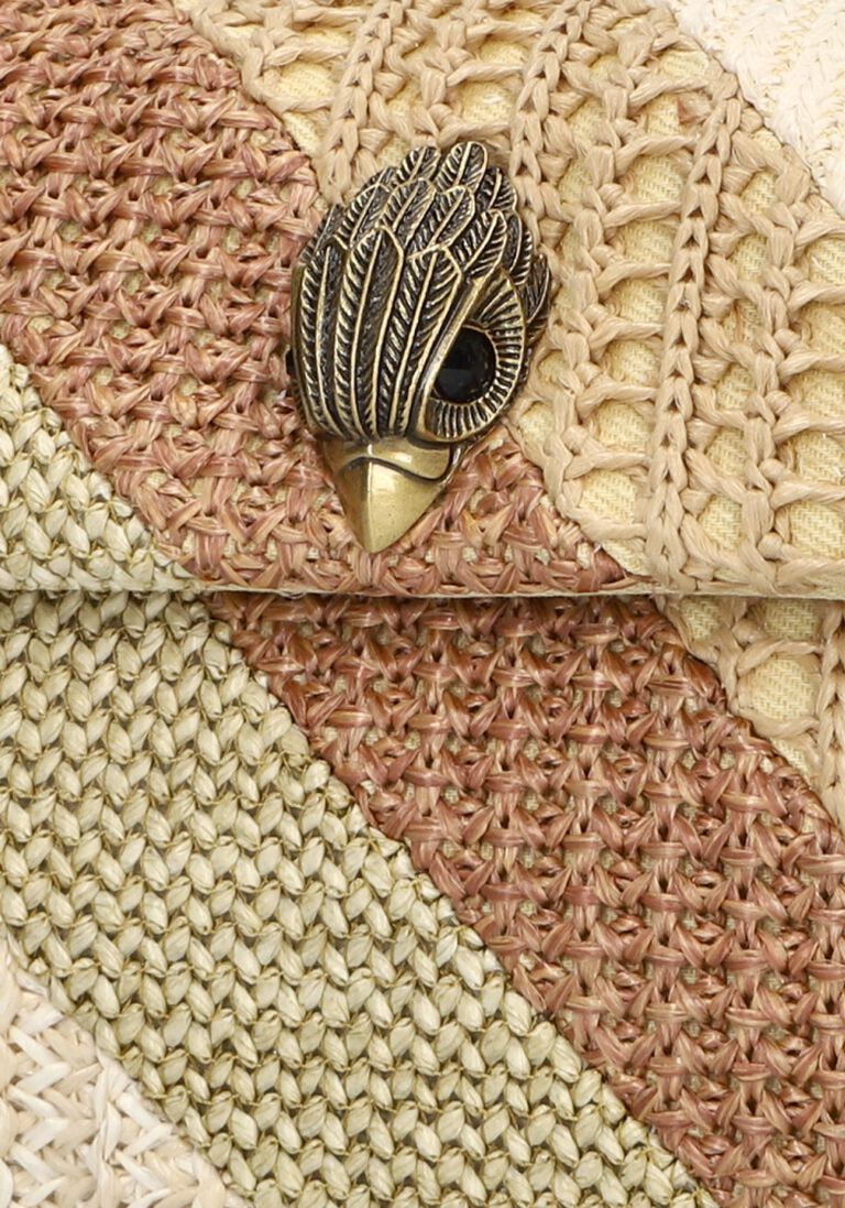 KURT GEIGER LONDON bruine kurt geiger london schoudertas mini kensington bag raffia