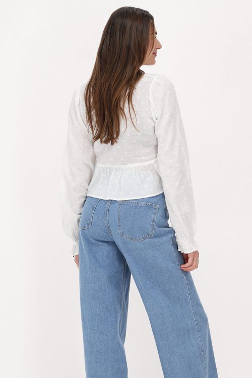 Witte blouse met pintucks & peplum