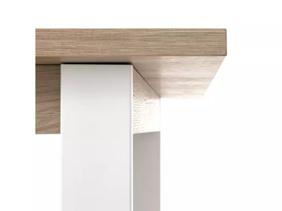 Table extensible 180 à 240 cm décor chêne pieds métal blanc - VERONICA