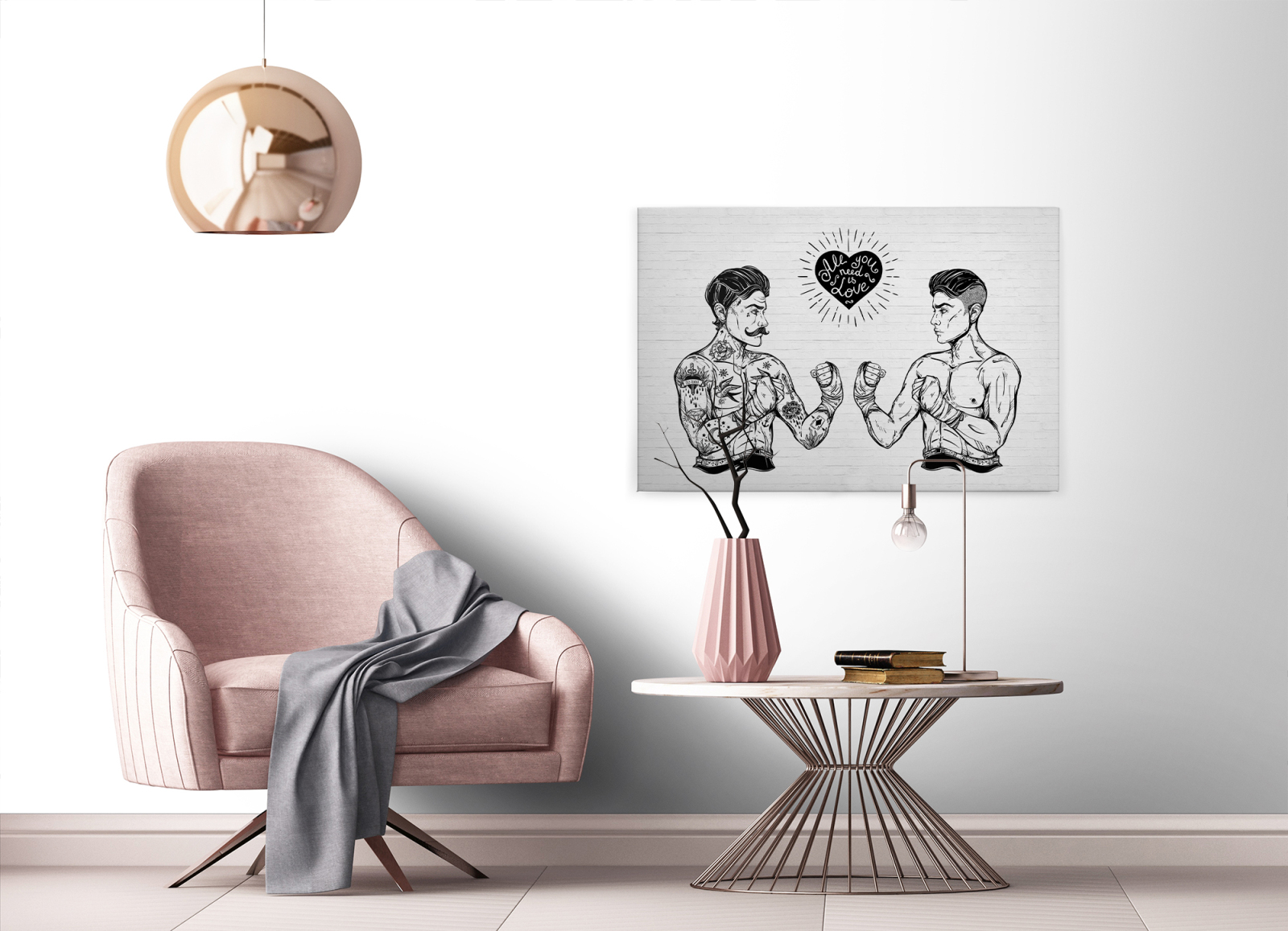 Leinwandbild ALL YOU NEED IS LOVE - schwarz - 90x60 cm