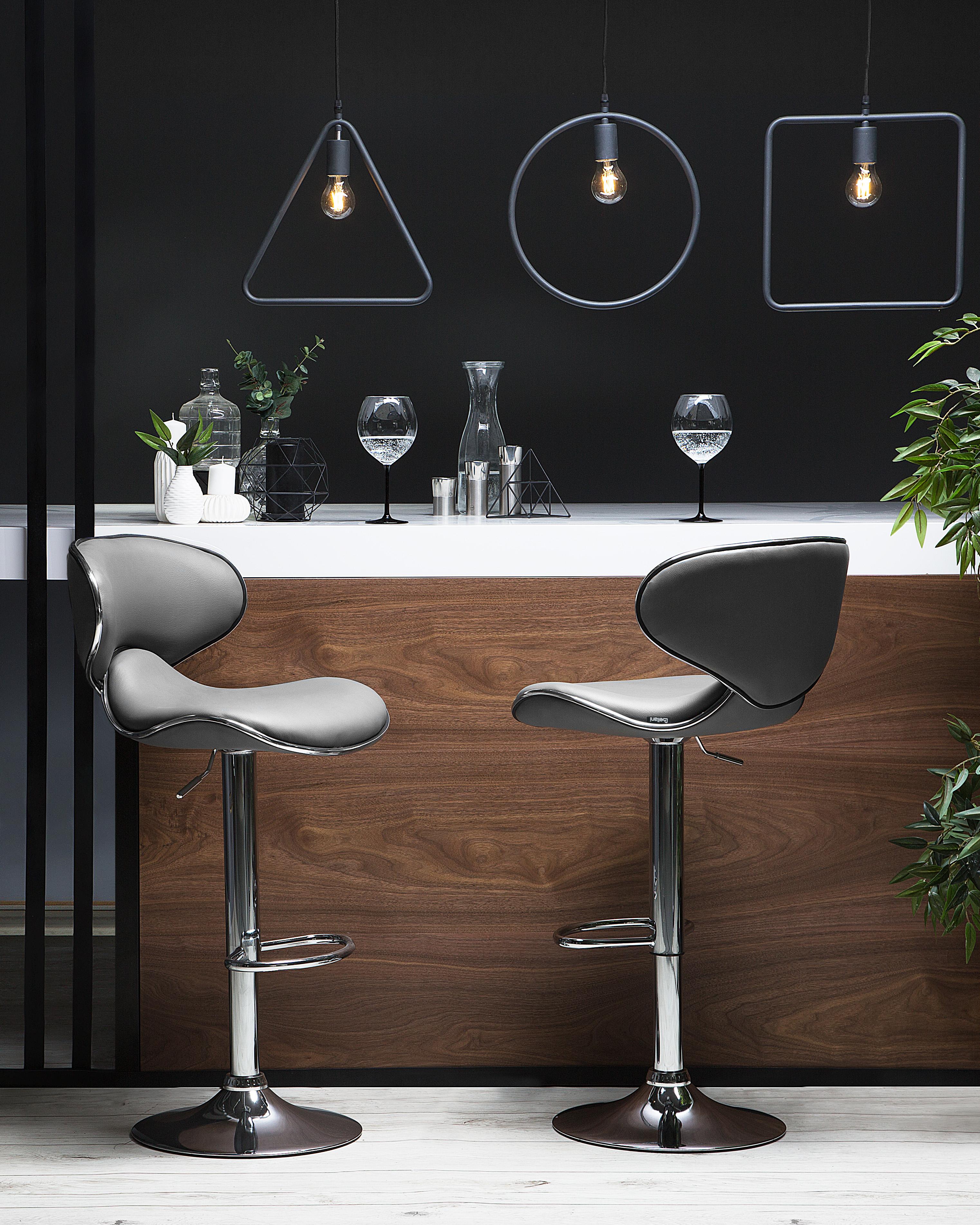 Set van 2 barstoelen CONWAY Kunstleer draaibaar Grijs