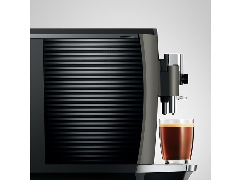 JURA Kaffeevollautomat E8 Dark Inox (SC) Zweitassen-Vollautomat für 17 verschiedene Kaffee- und Milchgetränke