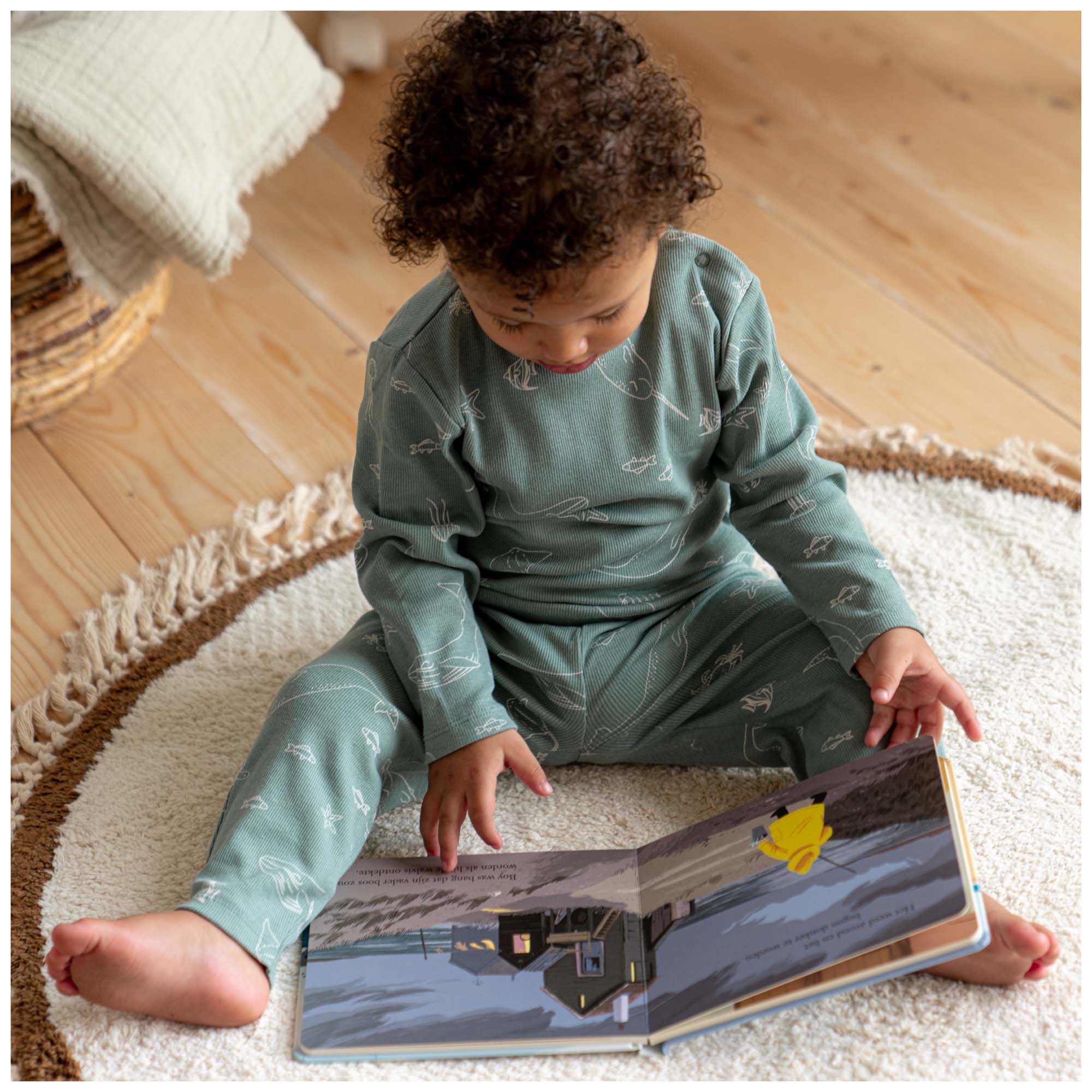 Prénatal peuter pyjama onderwater rib groen