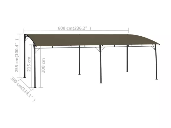 Auvent pare-soleil de jardin 6x3x2,55 m Taupe