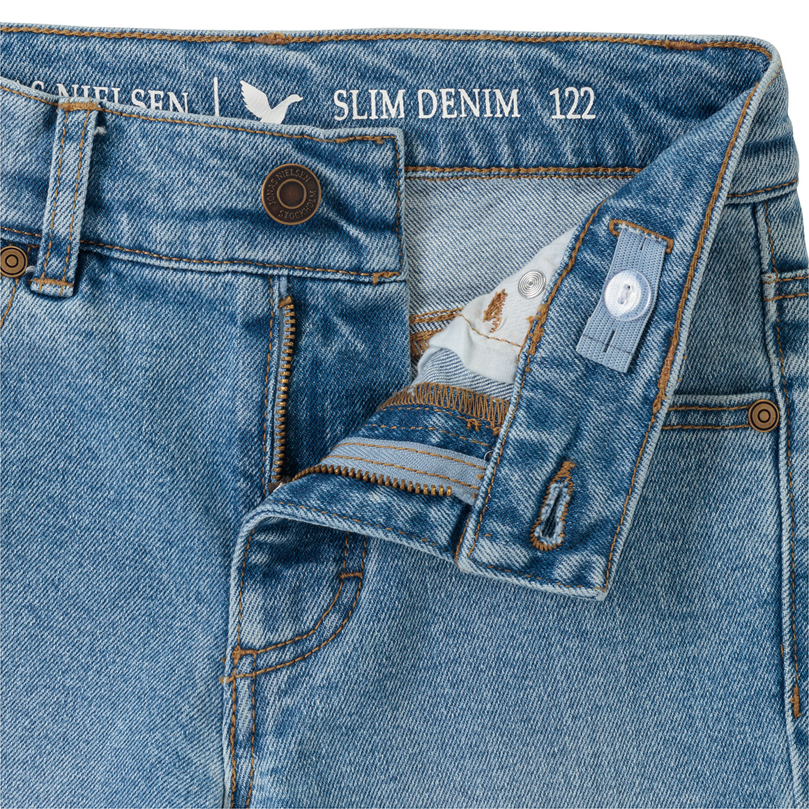 Jonas Nielsen Jungen Slim-Jeans mit Used-Waschung hellblau