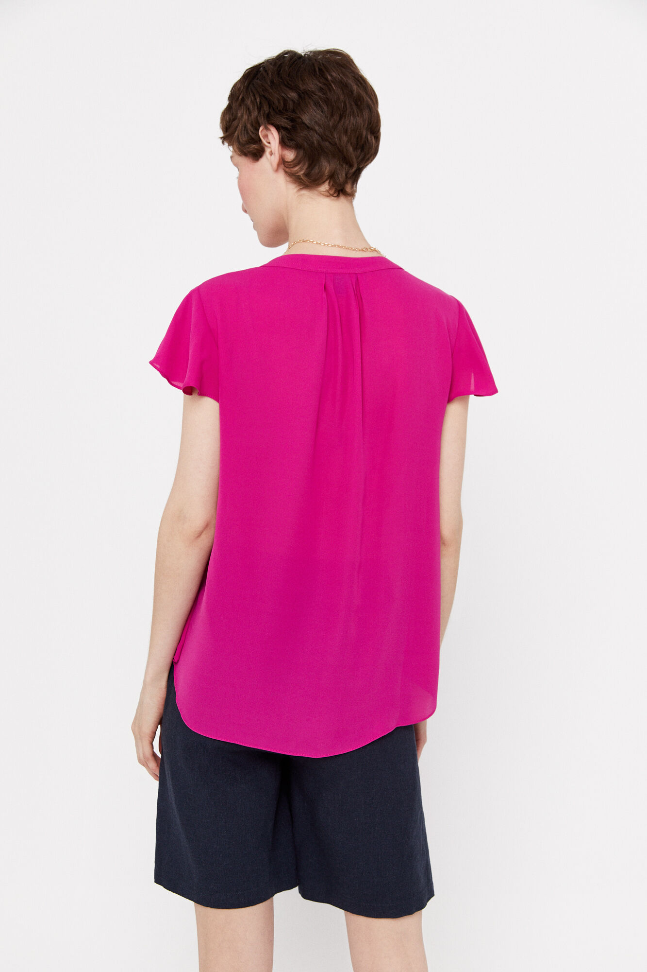 Blusa com mangas franzidas - Fúcsia
