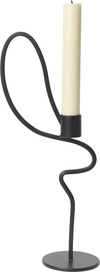 ferm LIVING Valse Candle Holder - High - Black Black