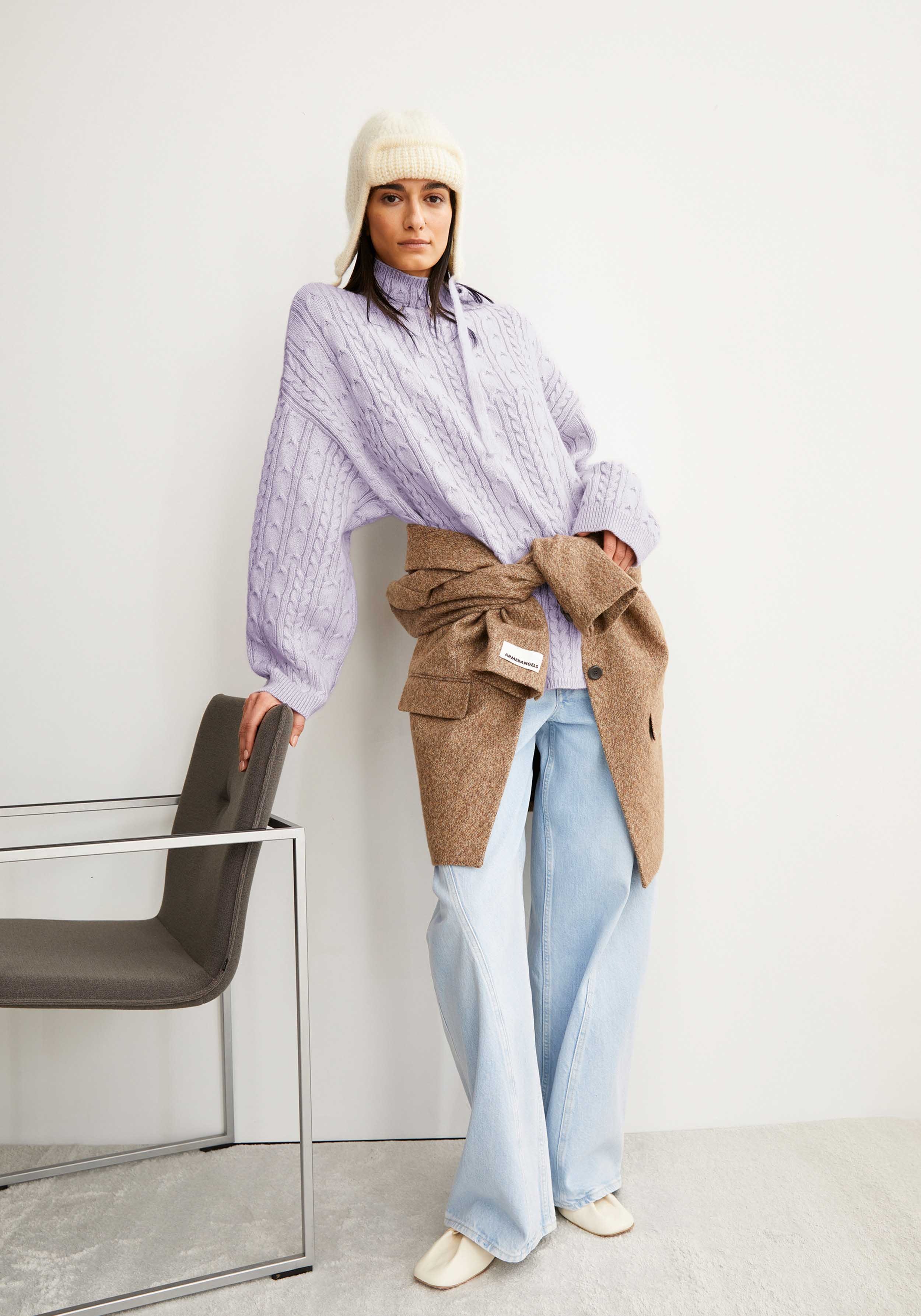 Armedangels Strickpullover Aaori Vanise Oatmilk-Frozen Lavender