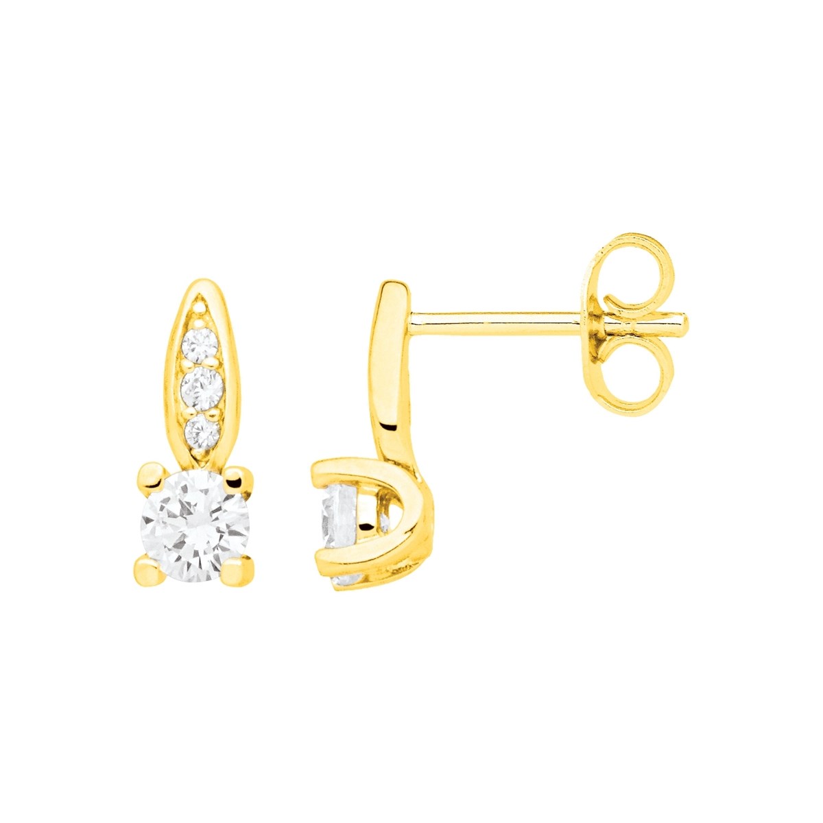 Boucles d'oreilles clous en Plaqué Or avec oxyde de zirconium blanc