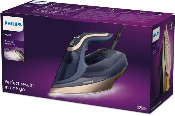 Philips Azur 8000 Series DST8050 - Dampstrygejern med automatisk afbrydelse - såleplade: SteamGlide Elite - 3000 W - mørkeblå