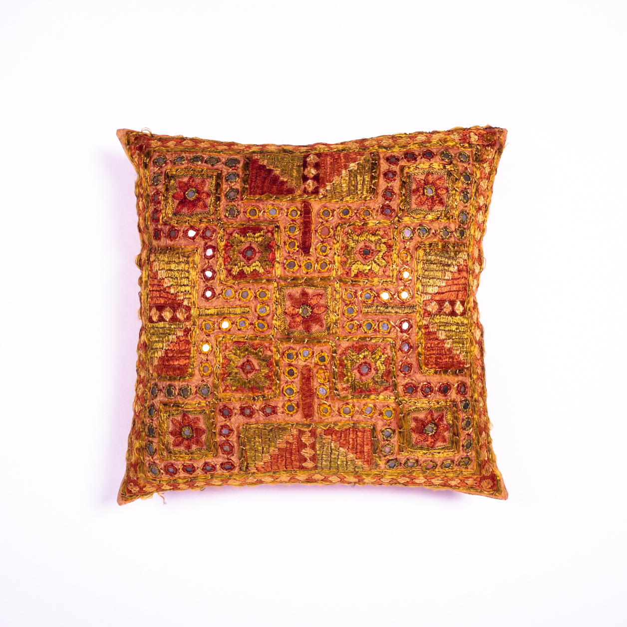 Handbestickte Kissenhülle, multicolor, L 40 cm, B 40 cm von fischer's lagerhaus