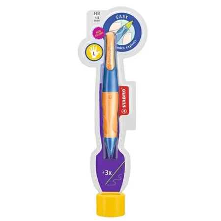 STABILO Ergonomischer Druck-Bleistift EASYergo, ultramarinblau/neonorange, HB, Linkshänder
