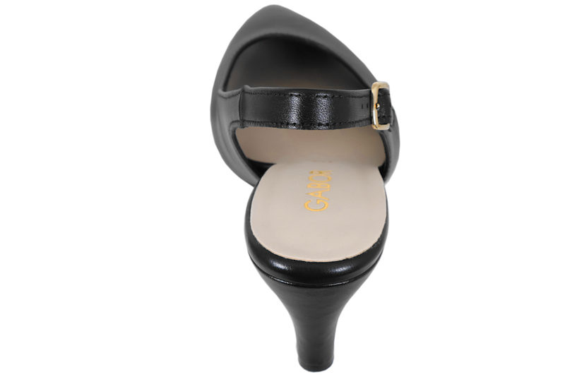 GABOR SLINGBACK PUMPS I SORT GLAT SKIND