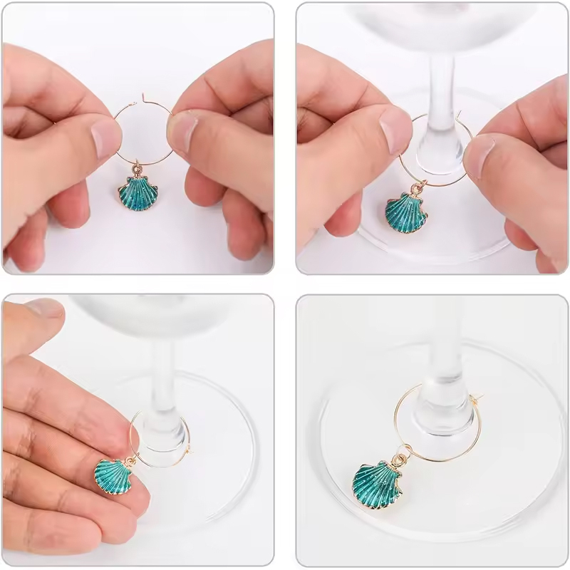 (15er Set) Glas Markierer Wiederverwendbare Trinkglas Charms Markierungs Anhänger - Bunt