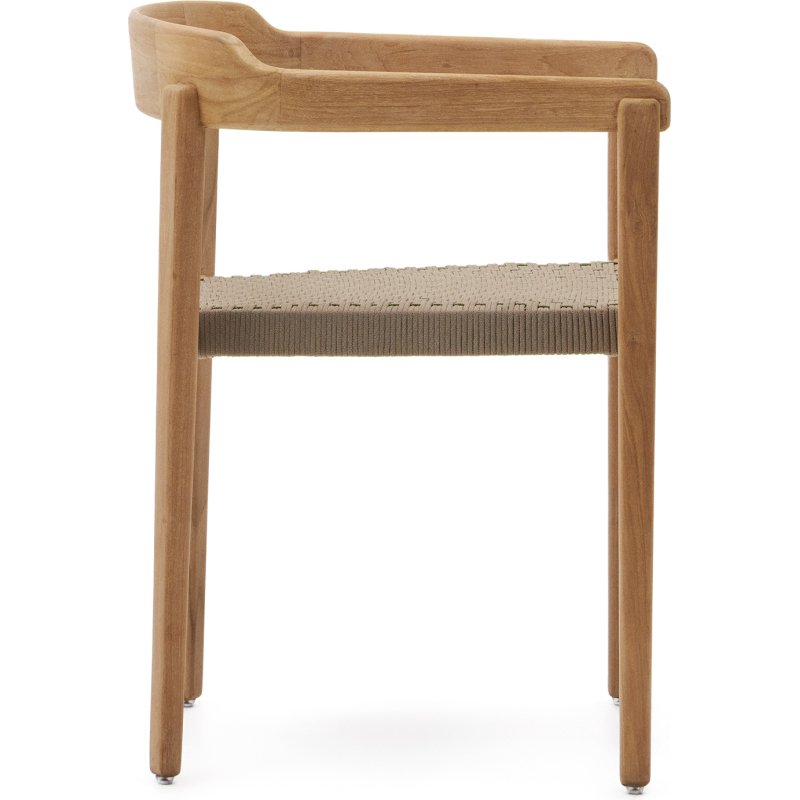 Chaise empilable Icaro en bois de teck, finition naturelle et corde beige