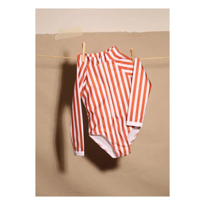 Juillet Juillet Maillot de Bain Anti-UV Matière Recyclée Rayé | Terracotta