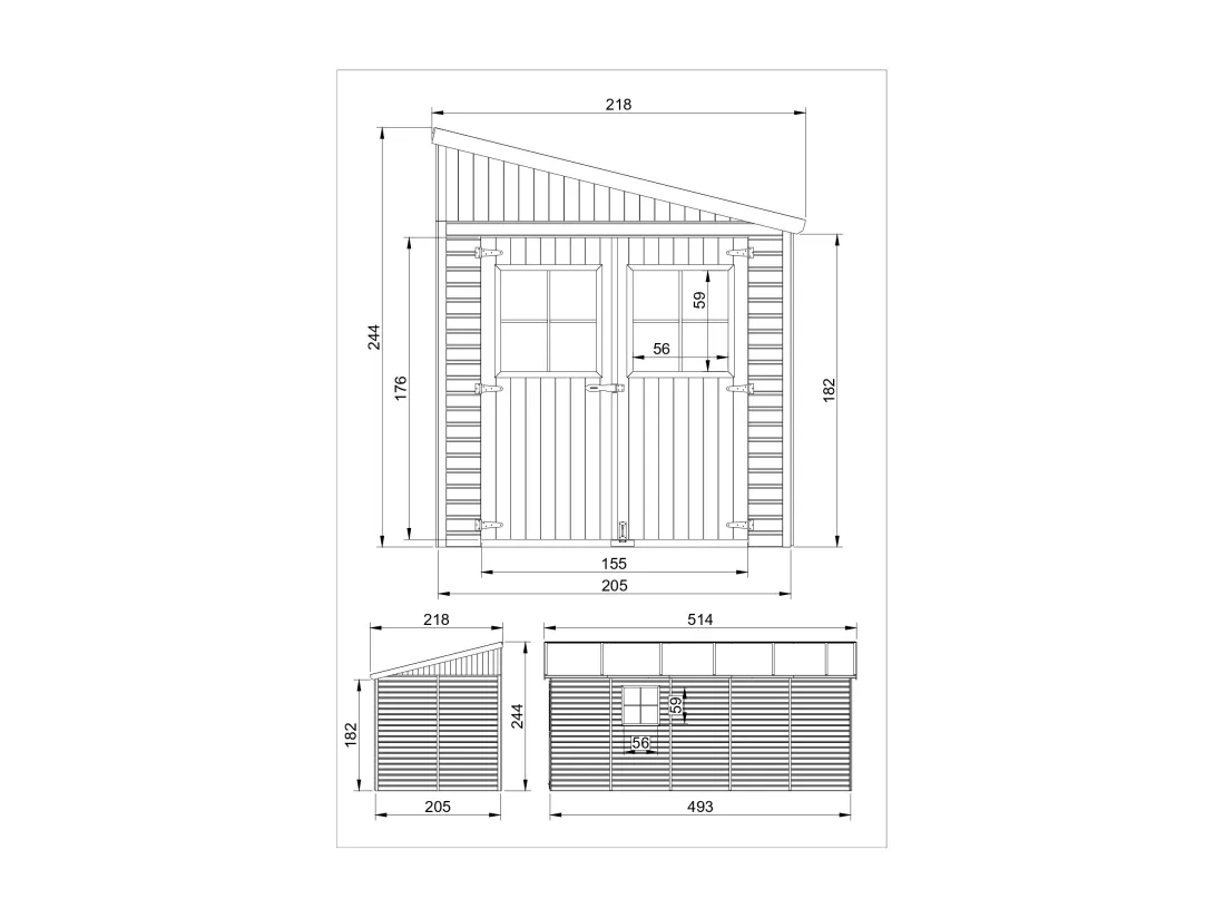 Abri de Jardin en Bois (avec paroi latérale) LES PLANCHERS IMPRÉGNÉ- 10 m2- TIMBELA M341A+M341G