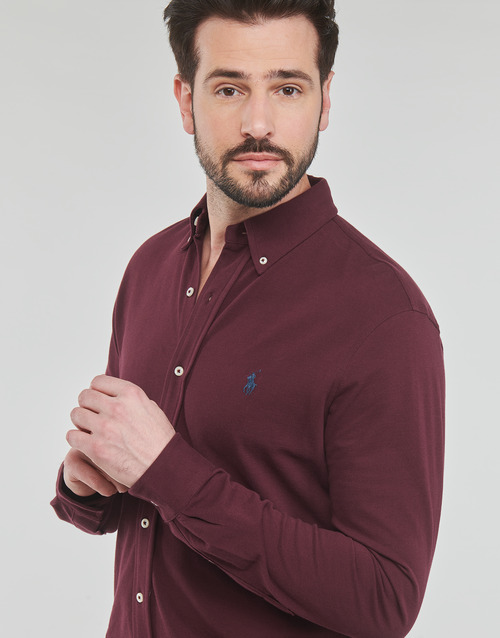 Polo Ralph Lauren - CHEMISE AJUSTEE COL BOUTONNE EN POLO FEATHERWEIGHT Burdeo